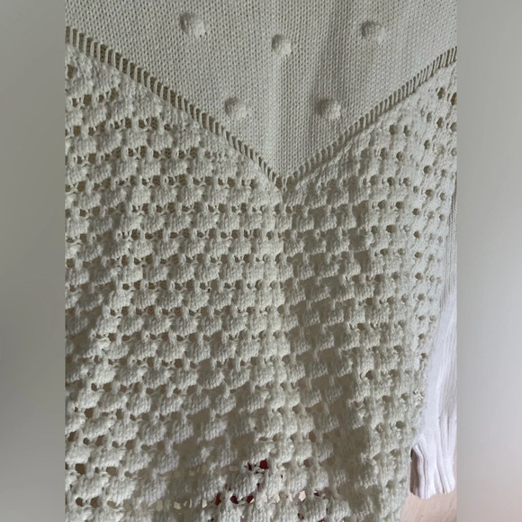 Lucky Brand Textured Dot Crew Neck Sweater Ivory Sz Medium - Picture 7 of 11